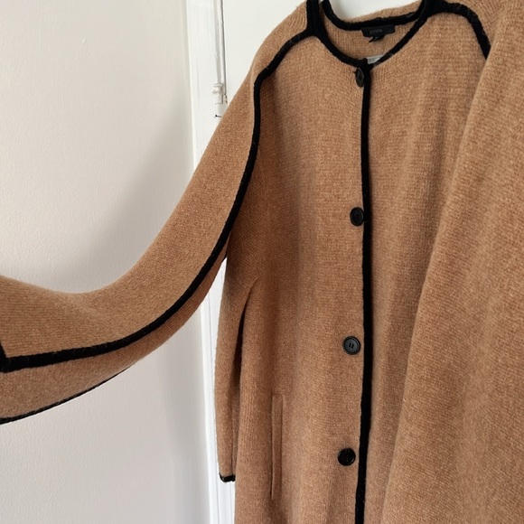 J Crew size M/L heather camel/black scarf neck blazer sweater! - Picture 2 of 4